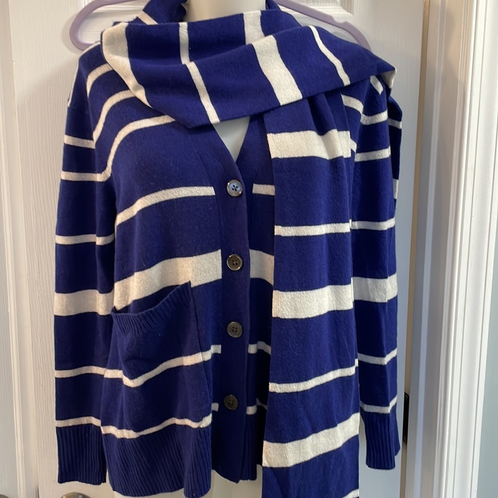 Sutton Studio sweater & scarf cashmere blue PM